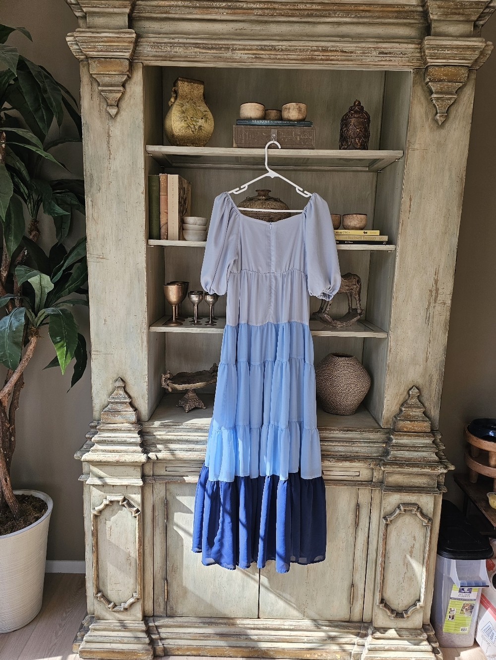 Jessakae Tiered Maxi Colorblock Whimsical Garden Party Luna Blue Dress - Picture 6 of 7